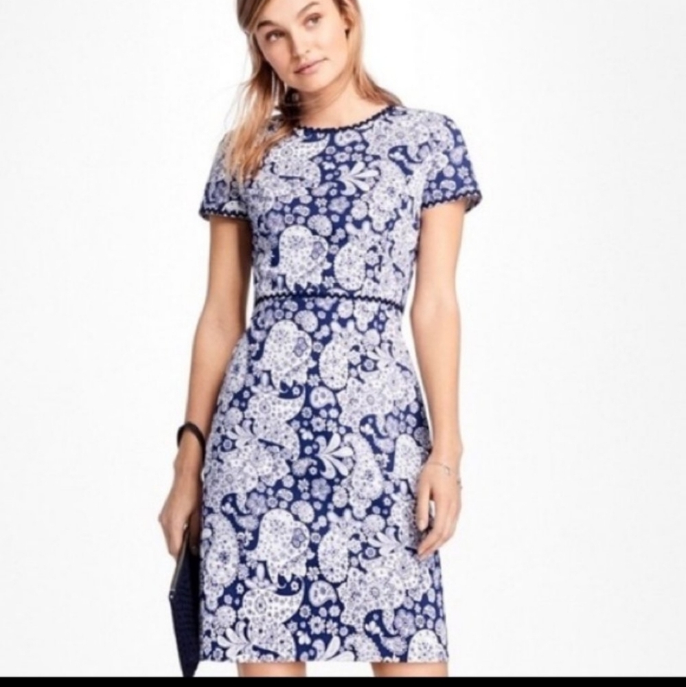 NWT brooks brothers blue and white paisley dress